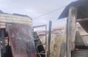 Shack swallowed by flames